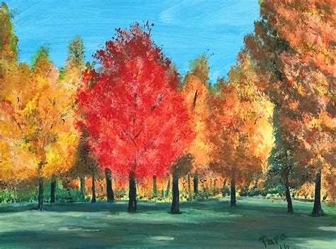 acrylic painting of autumn trees